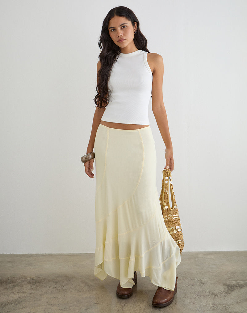 Rombe Maxi Skirt in Crinkle Butter Yellow
