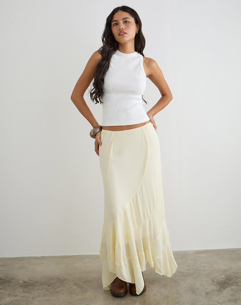 Rombe Maxi Skirt in Crinkle Butter Yellow