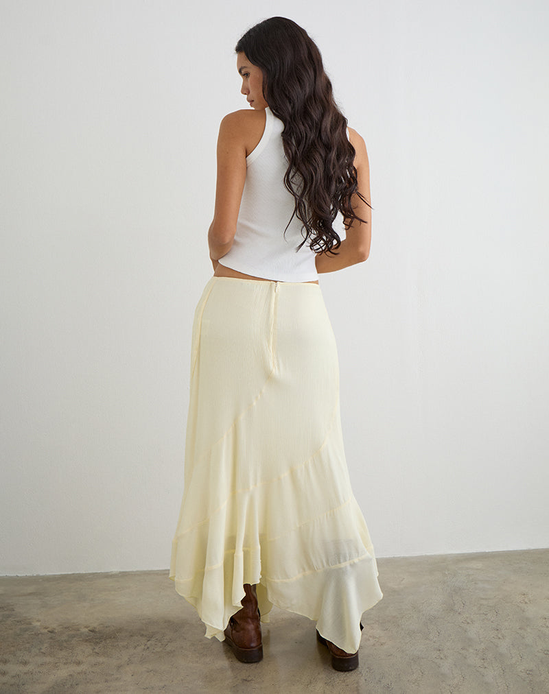 Rombe Maxi Skirt in Crinkle Butter Yellow