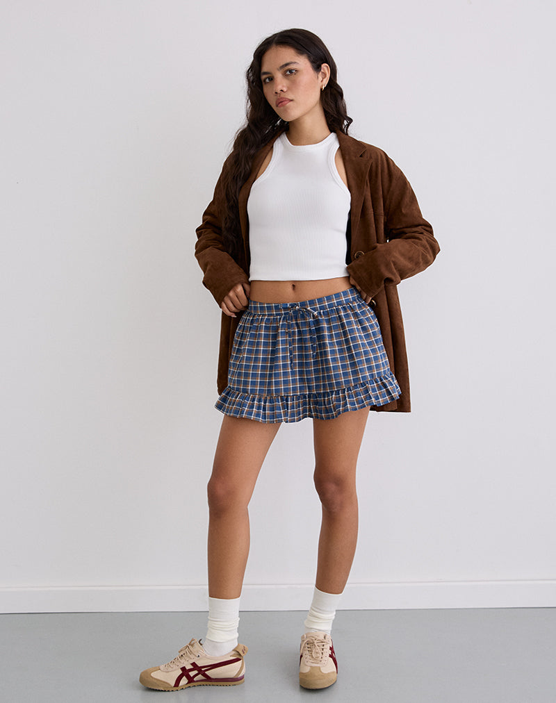 Yasumi Mini Skirt in Medium Tartan Blue